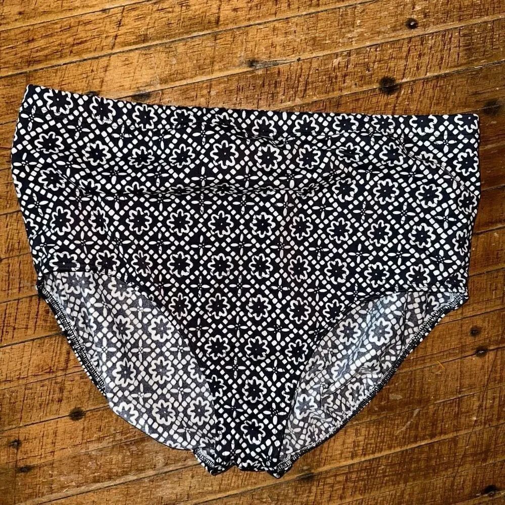 Lands End black & white high waist lined 20W swim bottoms